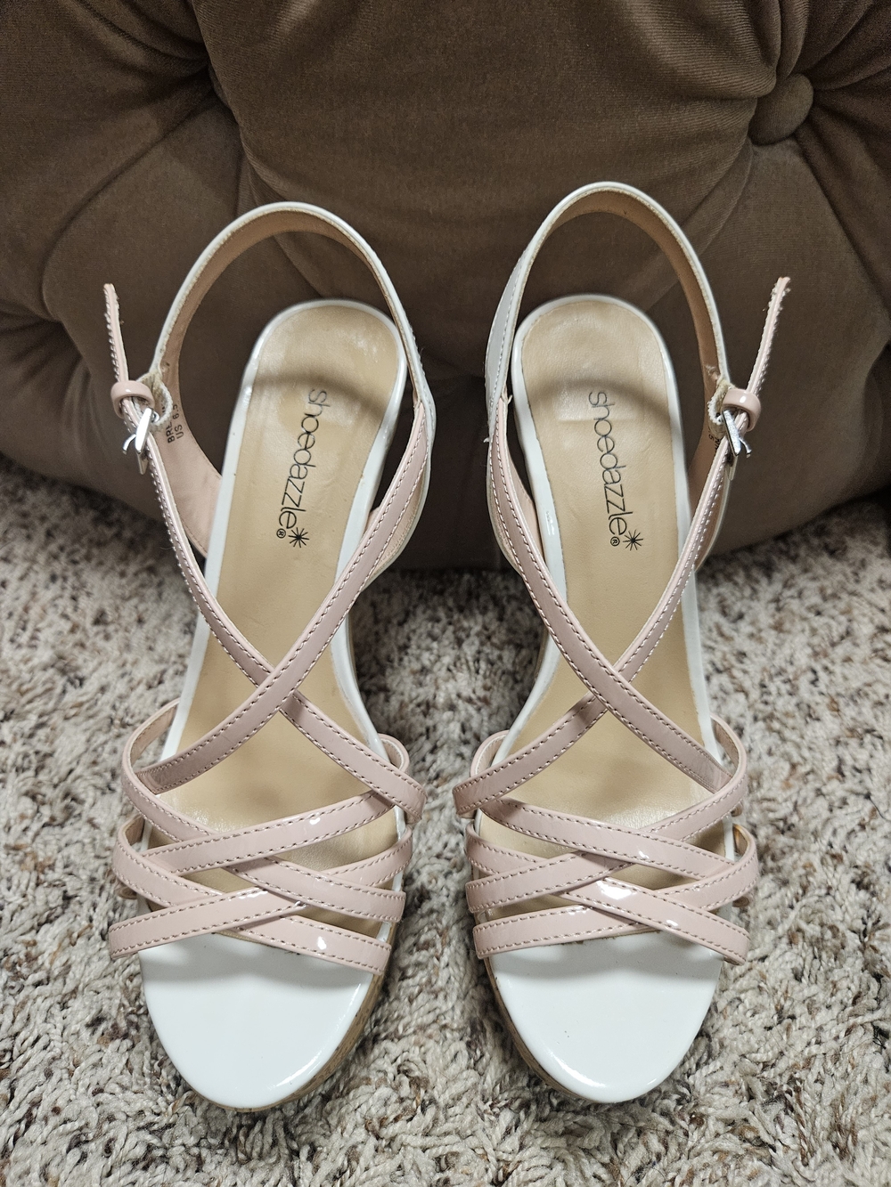 Shoe Dazzle Blush Pink Strappy Slingback Heels